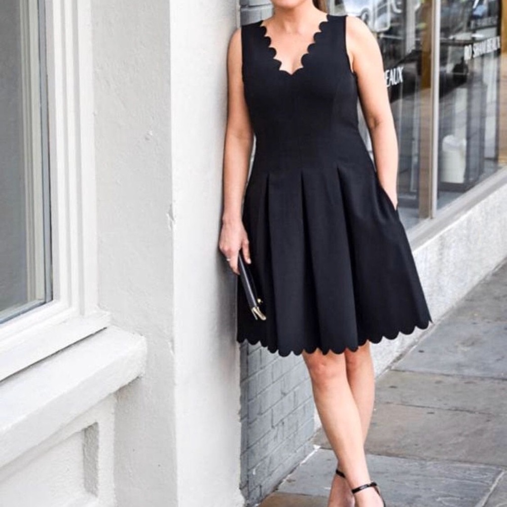 Banana Republic Scalloper Black Dress